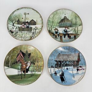 Set of 4 Buckley Moss Four Seasons Quartet Anna Perenna Art Plates Ltd 8000